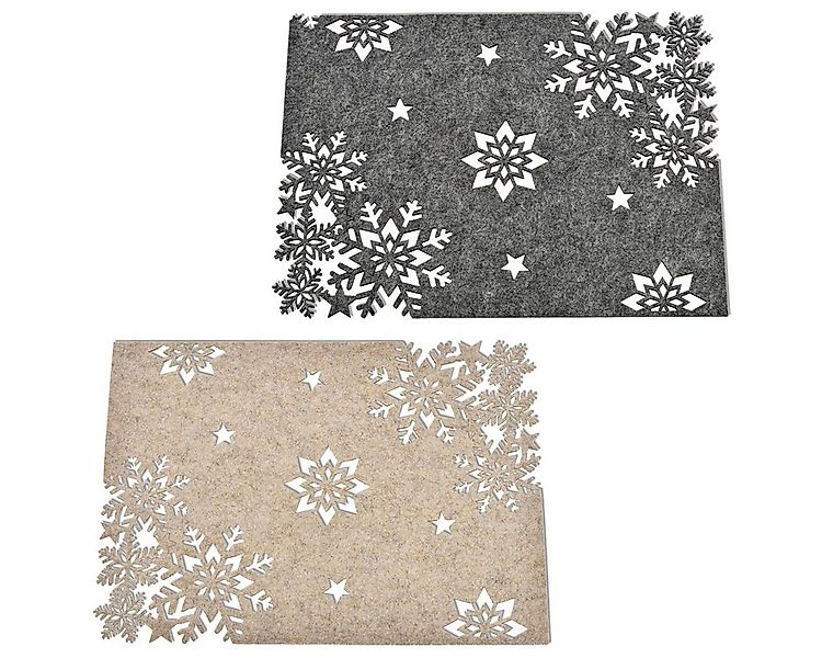matches21 HOME & HOBBY Platzset Tischsets 4er Set Filz grau Weihnachtsdeko günstig online kaufen