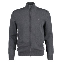Gant Cardigan "CASUAL COTTON ZIP CARDIGAN" Mit Rippbündchen an Stehkragen, günstig online kaufen