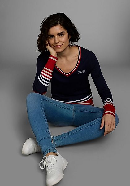 KangaROOS V-Ausschnitt-Pullover im tollen Streifen-Farb-Mix günstig online kaufen