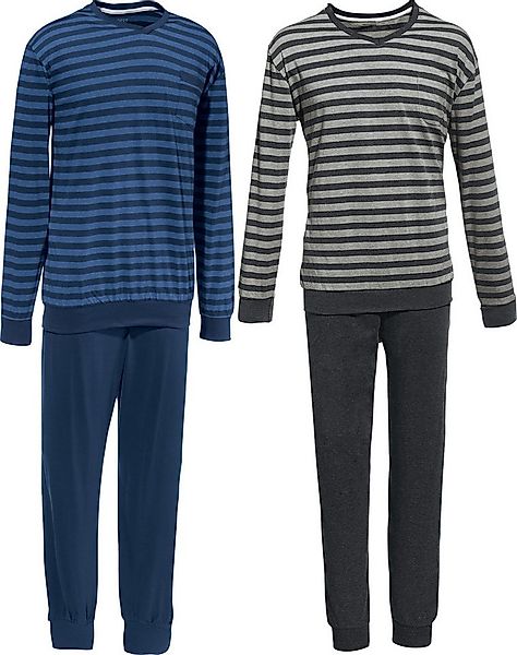 REDBEST Pyjama Herren-Schlafanzug 2er-Pack Single-Jersey Streifen günstig online kaufen