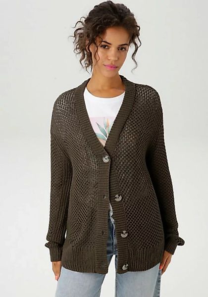 Aniston CASUAL Strickjacke mit trendigem Lochstrick-Muster - NEUE KOLLEKTIO günstig online kaufen