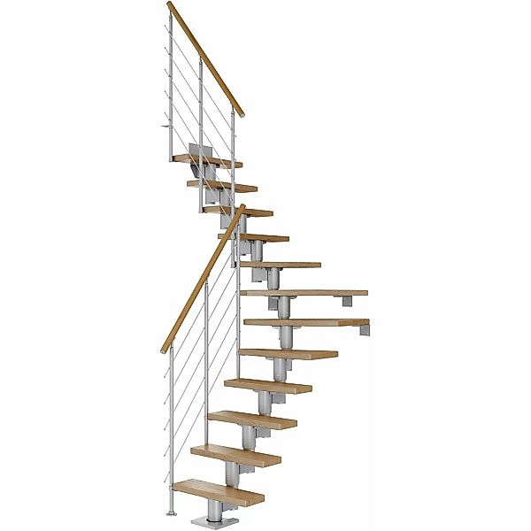 Dolle Mittelholmtreppe Dublin Eiche Perlgrau GH bis 315 cm 1/4gew. 65 cm FS günstig online kaufen