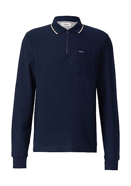 s.Oliver Langarmshirt Polo-Shirt Zip-Poloshirt aus Strukturjersey mit Brust günstig online kaufen