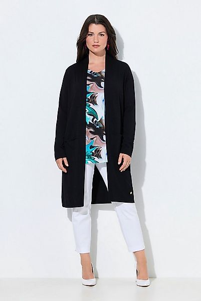 Ulla Popken Langjacke Long-Strickjacke Stehkragen offene Form Langarm günstig online kaufen