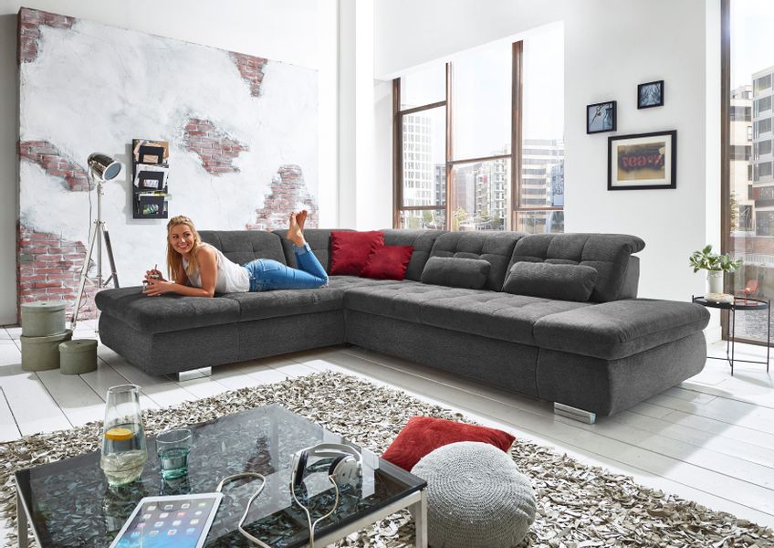 Die PlanBar Ecksofa "MP-IN17004 L-Form" wahlweise mit Bettfunktion, Sitztie günstig online kaufen