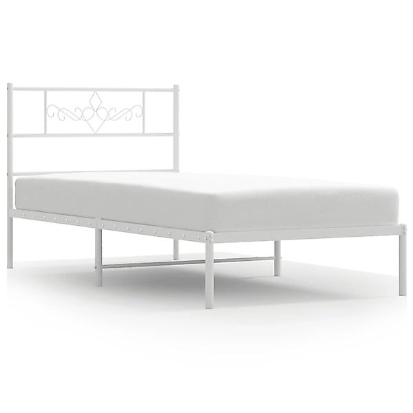 vidaXL Bettgestell, Bettrahmen mit Kopfteil Metall Weiß 90x200 cm günstig online kaufen
