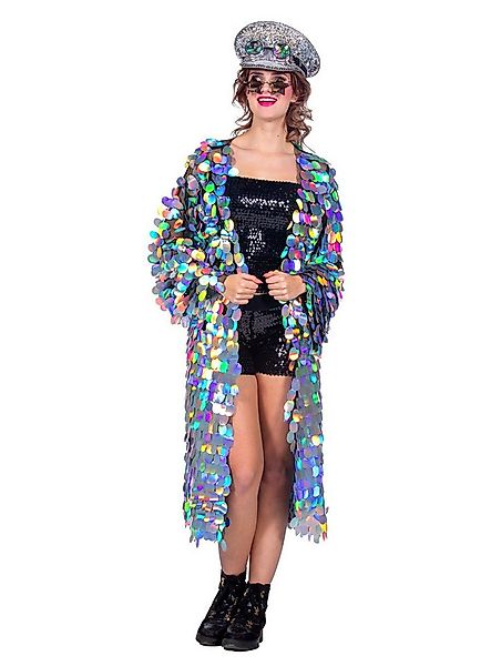 Metamorph Kostüm Paillettenmantel silber - Faschings Kostüm Mantel, Die Dis günstig online kaufen