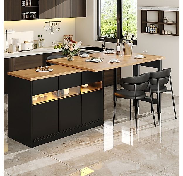 MODFU Bartisch Kücheninsel, Reversibel Tisch (mit LED-Beleuchtung, 360° Dre günstig online kaufen