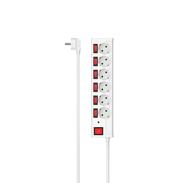 Hama Steckdosenleiste 6-Fach Überspannungsschutz Einzeln Schaltbar Weiß 1,4 günstig online kaufen