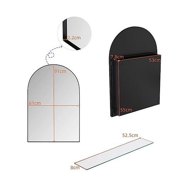 TavilaEcon Spiegelschrank Moderner Spiegelschrank mit Metallrahmen & verste günstig online kaufen