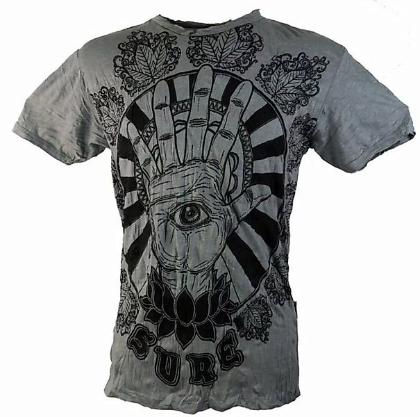 Guru-Shop T-Shirt Sure Herren T-Shirt Magic Eye - grau Goa Style, Festival, günstig online kaufen