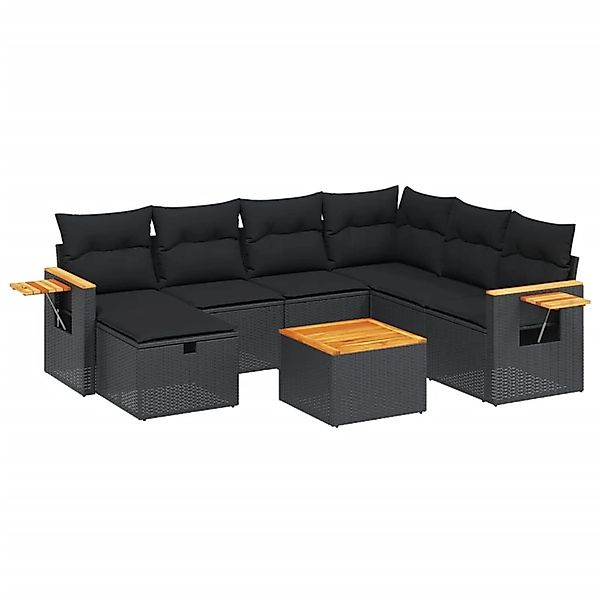 vidaXL 8-tlg Garten-Sofagarnitur mit Kissen Schwarz Poly Rattan Modell 138 günstig online kaufen