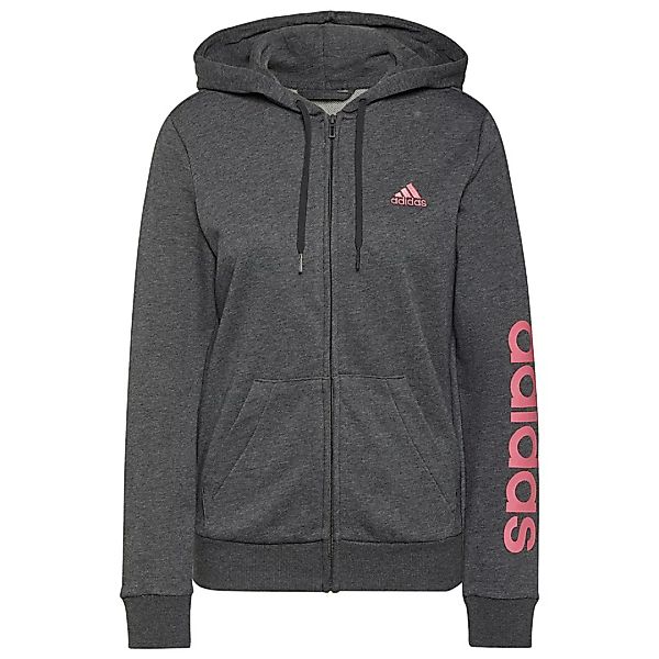 Adidas Linear Ft Sweatshirt Mit Reißverschluss 2XS Dark Grey Heather / Rose günstig online kaufen
