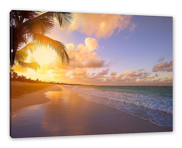 Pixxprint Leinwandbild Strand bei Sonnenuntergang, Strand bei Sonnenunterga günstig online kaufen