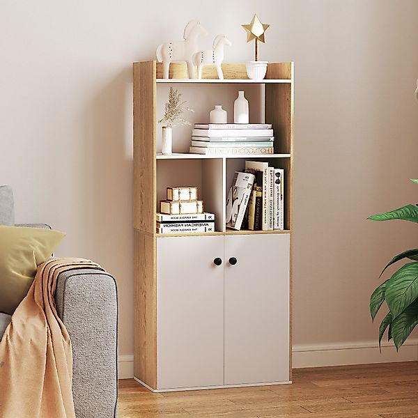 COSTWAY Bücherregal, mit Doppeltürschrank & Regal, günstig online kaufen