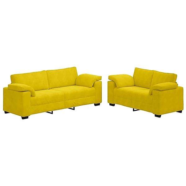 vidaXL 2-Teiliges Sofa-Set mit Kissen Gelb Samt 3324755 günstig online kaufen