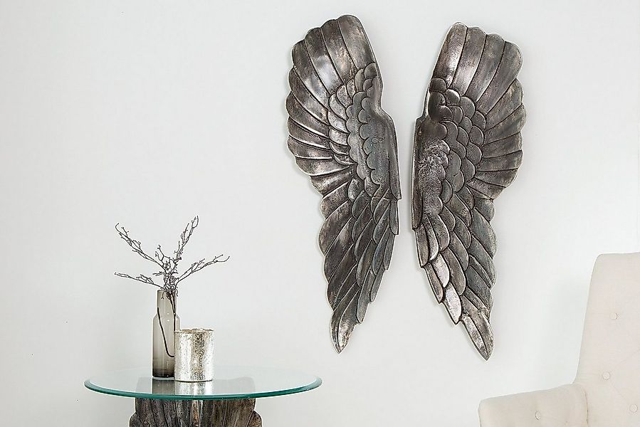 riess-ambiente Wanddekoobjekt FALLEN ANGEL 65cm silber, Flügel · Wanddekora günstig online kaufen