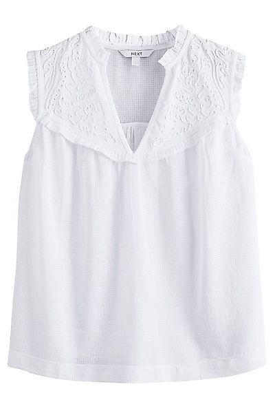 Next Rüschenbluse Ärmelloses Oberteil mit Stickerei und Rüschen (1-tlg) günstig online kaufen