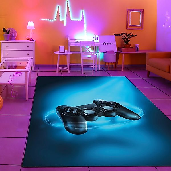 TeppichHome24 Kinderteppich Gaming Teppich mit Joystick, günstig online kaufen