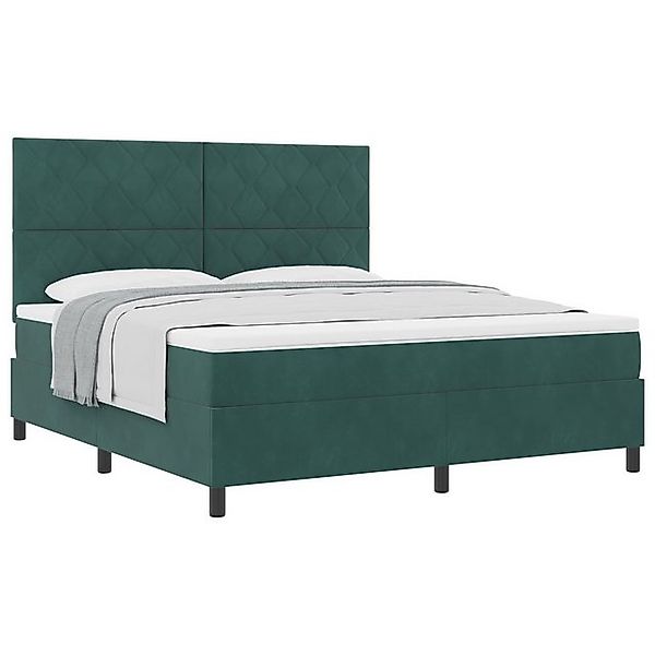 vidaXL Bett Boxspringbett mit Matratze Dunkelgrün Super King Samt (1-tlg) günstig online kaufen