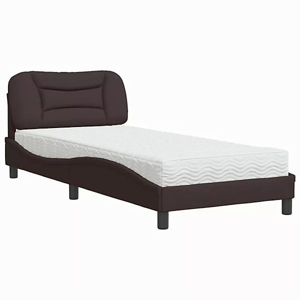 vidaXL Bett Bett mit Matratze Dunkelbraun 90x200 cm Stoff günstig online kaufen