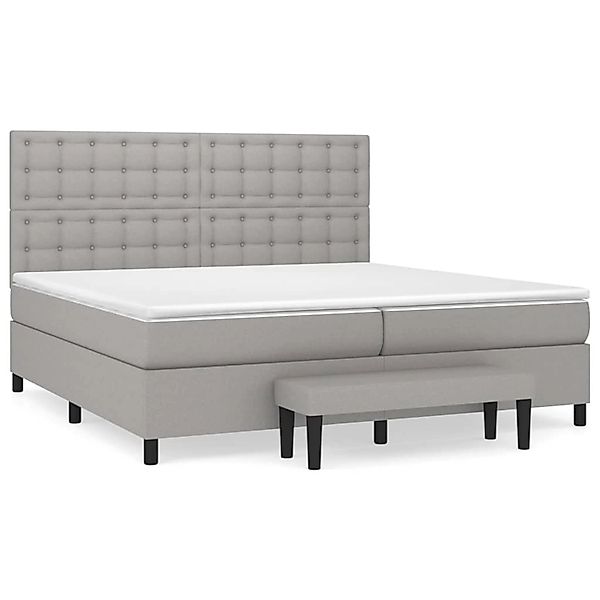 vidaXL Boxspringbett Boxspringbett mit Matratze Hellgrau 200x200 cm Stoff B günstig online kaufen