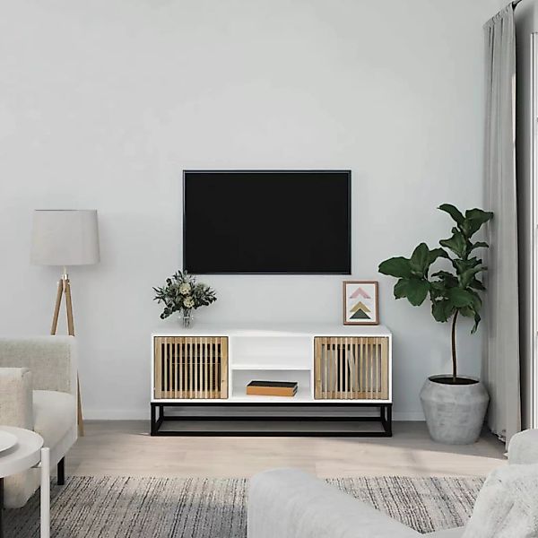 Vidaxl Tv-schrank Weiß 105x30x45 Cm Holzwerkstoff Und Eisen günstig online kaufen