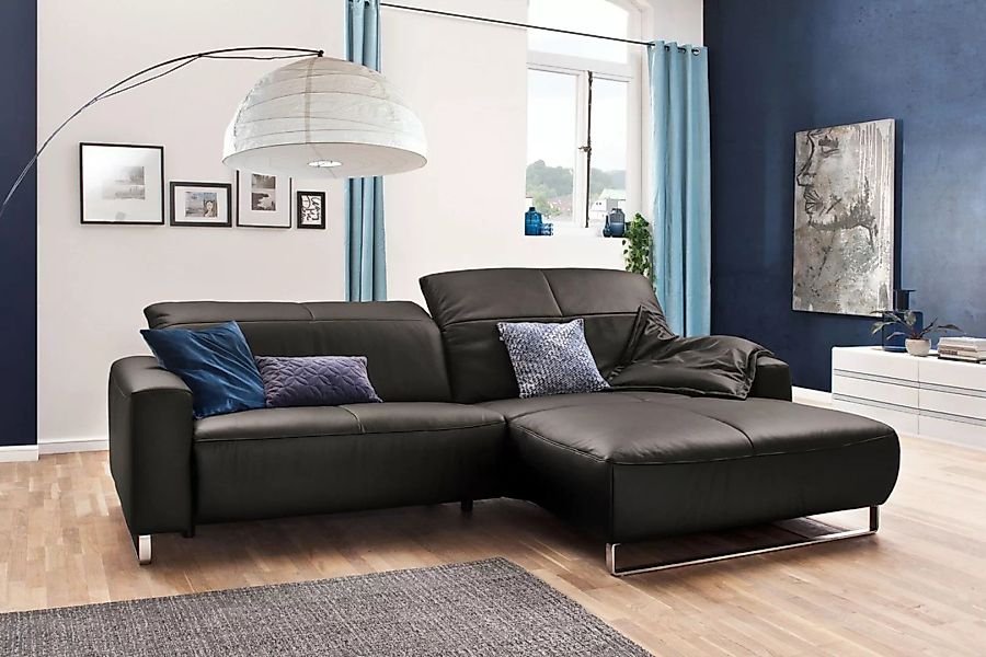 KAWOLA Sofa YORK Leder Recamiere grey günstig online kaufen