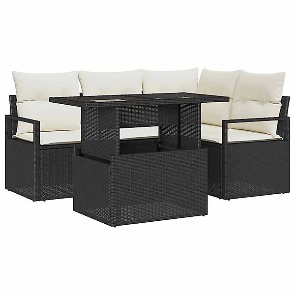 vidaXL Garten-Sofa-Set mit Speicher 5-Tlg Schwarz Poly Rattan 3357550 günstig online kaufen