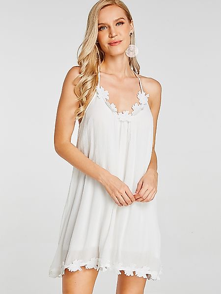 White Plain Scoop Neck Ärmellos Mini Kleid günstig online kaufen