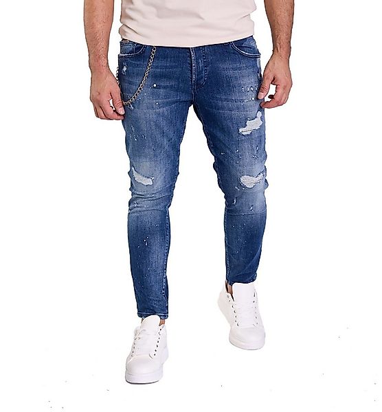 Denim Distriqt Skinny-fit-Jeans Destroyed Herren Jeans Skinny Fit Blau 1675 günstig online kaufen