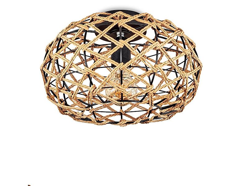 hofstein Deckenleuchte moderne Deckenlampe aus Holz/Rattan/Metall in Natur/ günstig online kaufen