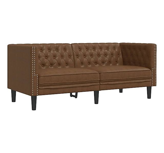 vidaXL Sofa Chesterfield-Sofa 2-Sitzer Braun Kunstleder in Wildleder-Optik günstig online kaufen