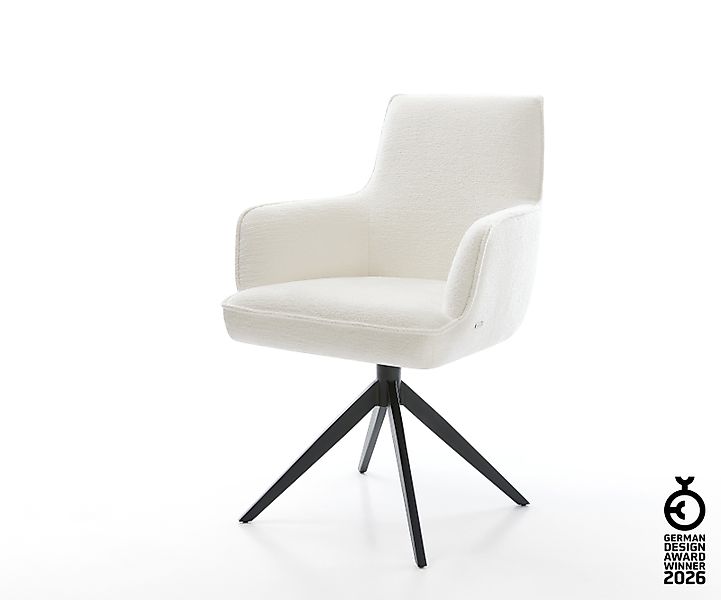 Drehstuhl Heira-Flex mit Armlehnen Bouclé Soft Beige Kreuzgestell breit Sch günstig online kaufen