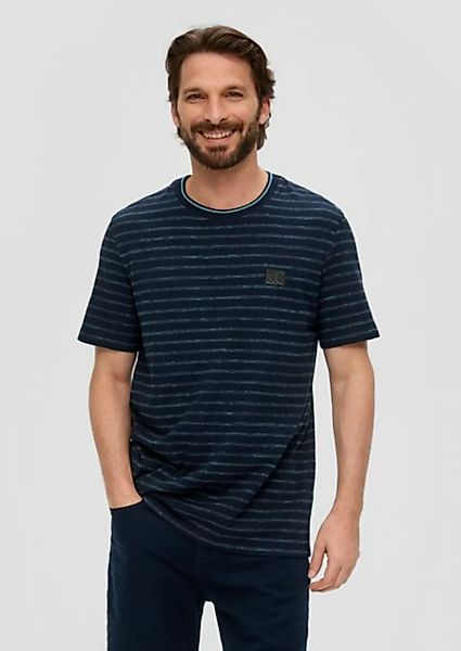 s.Oliver Kurzarmshirt T-Shirt mit Streifenmuster Label-Patch günstig online kaufen