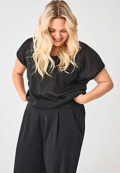 ONLY CARMAKOMA Kurzarmshirt "CARSILVERY S/S V NECK LUREX TOP JRS NOOS" günstig online kaufen
