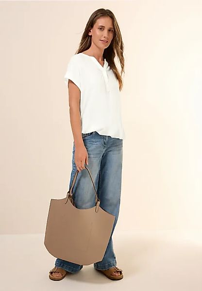 Cecil Kurzarmbluse mit geschlitztem Ausschnitt und Knopfleiste günstig online kaufen