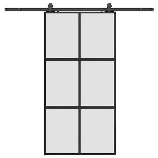vidaXL Schiebetür mit Beschlag Schwarz 102,5x205 cm Hartglas 3375962 günstig online kaufen