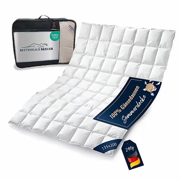 Daunenpass Sommer 100% Gänsedaunen Bettdecke Sommerdecke 240g 135x200 günstig online kaufen