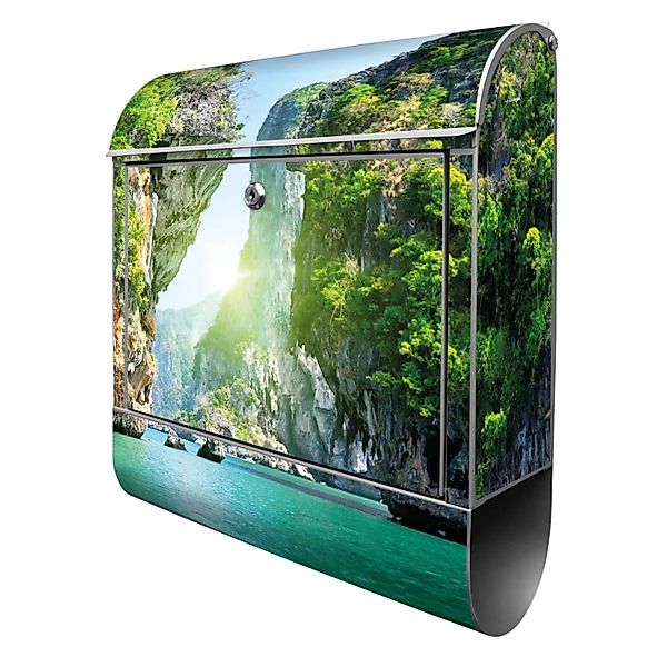 Banjado Design Briefkasten Silber Pulverbeschichtet 39x47x14cm 2 Schlüssel günstig online kaufen