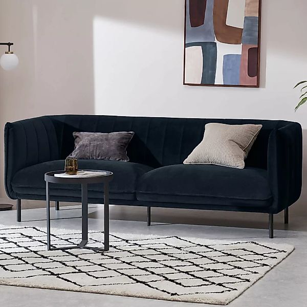 Selene 3-Sitzer Sofa Samt in Mondscheinblau - MADE.com günstig online kaufen