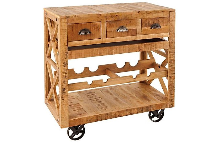 Licht-Erlebnisse Barschrank GAVOL Mango Holz mit Rollen B: 86 cm Industrial günstig online kaufen