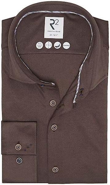 R2 Hemd Dobby Knitted Braun - Größe 38 günstig online kaufen