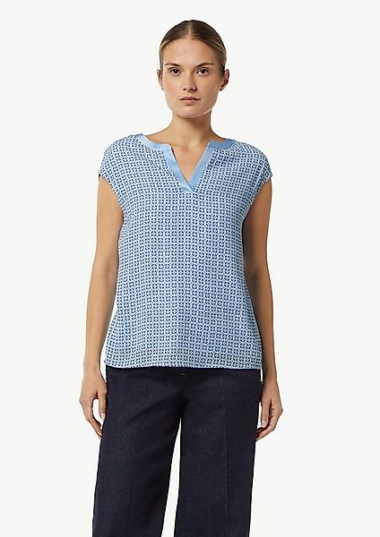 comma Kurzarmshirt T-Shirt Gemustertes Blusenshirt mit Satinblende günstig online kaufen