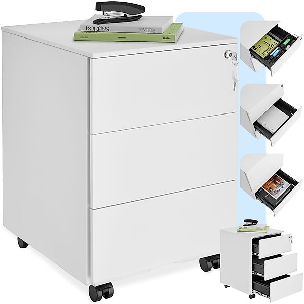 tectake Rollcontainer Aktenrollschrank, aus pulverbeschichtetem Stahl günstig online kaufen