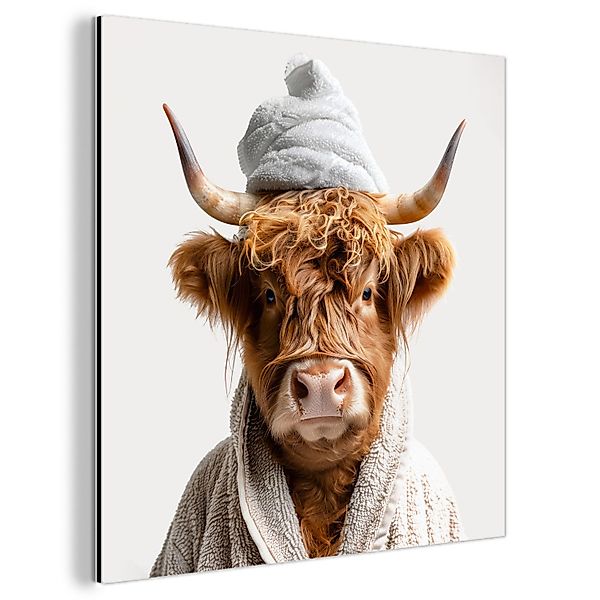 MuchoWow Metallbild Schottischer Highlander - Bademantel günstig online kaufen