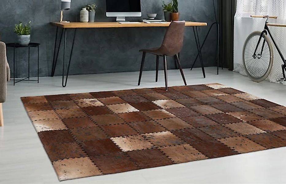 my home Lederteppich »Toska«, rechteckig, 5 mm Höhe, Wohnzimmer günstig online kaufen
