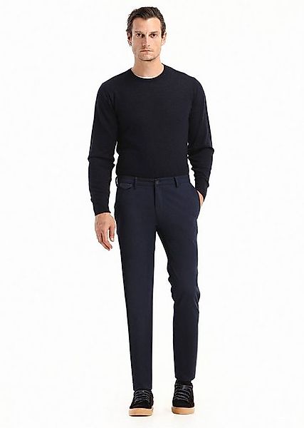 RAMSEY Chinohose Marineblau Weben Slim Fit Baumwollmischung Hose günstig online kaufen