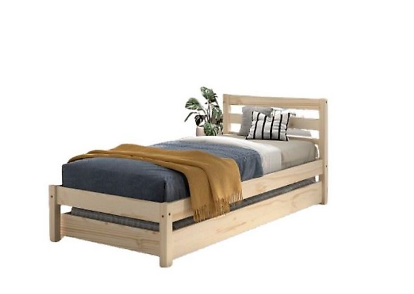 Natur24 Einzelbett Pino Einzelbett mit Bettschublade 97.5 x 211.0 x 84.4 cm günstig online kaufen