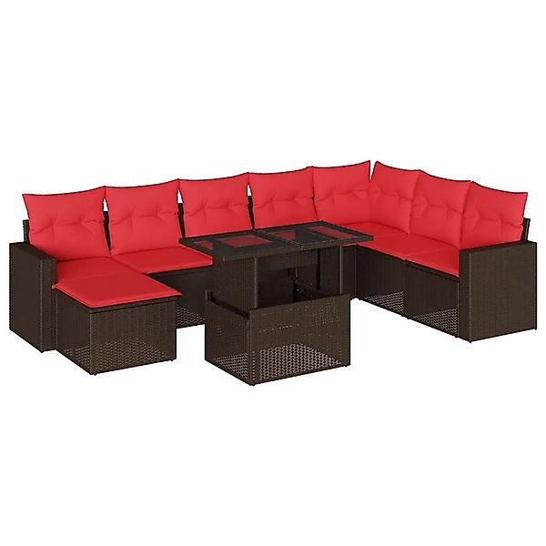 vidaXL 9-Tlg Gartensofa-Set mit Kissen Braun Polyrattan 3267474 günstig online kaufen